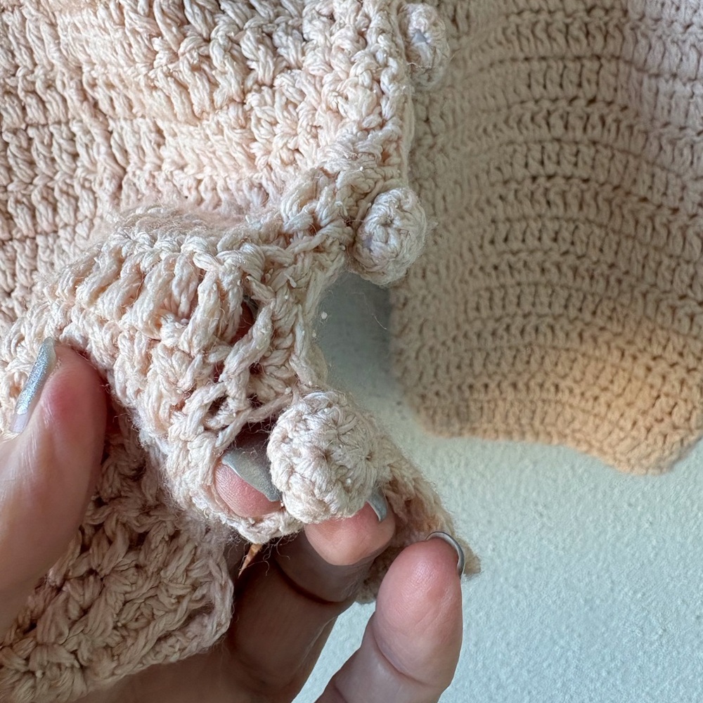Vintage Jennifer Reed Knitted‎ by Hand Cream Size M Side Buttons Silk Blend Crop - Picture 8 of 13